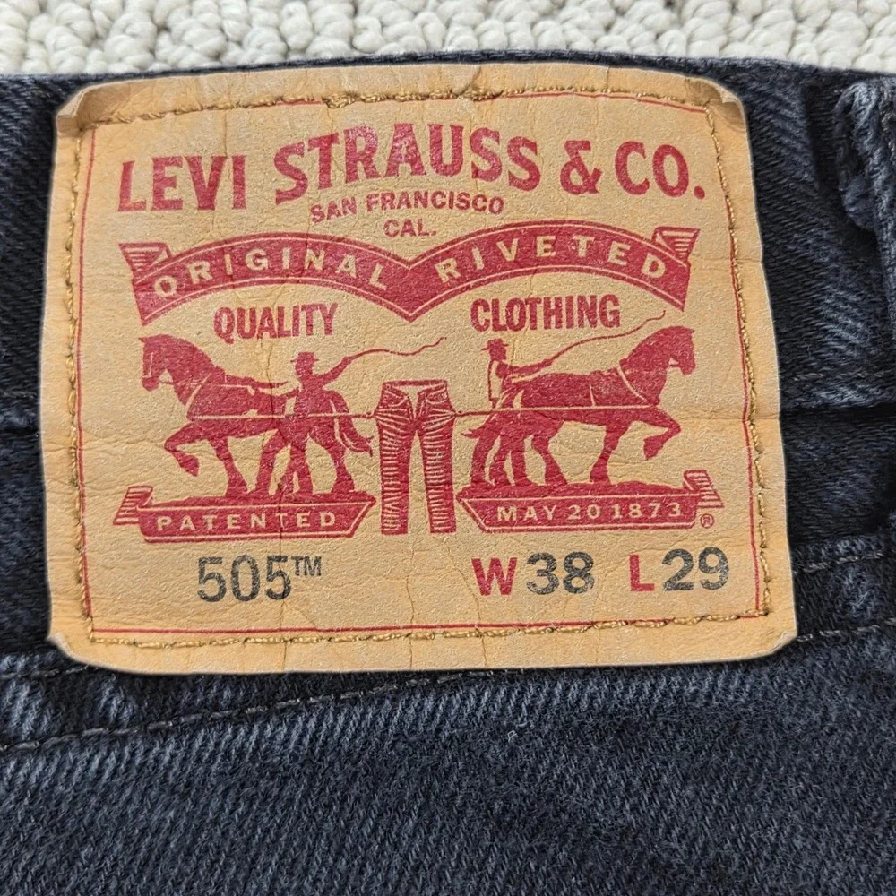 Levi's 505 Classic Regular Fit Straight Leg Jeans Mens W38 L29 Black Denim Pants